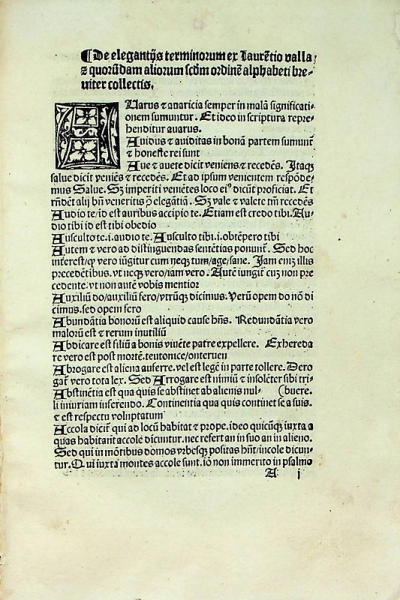BDC Inc.14 (2)(Incipit) Elegantiae terminorum ex Laurentio Valla et aliis collectae. Biblioteca Diocesana de Córdoba.